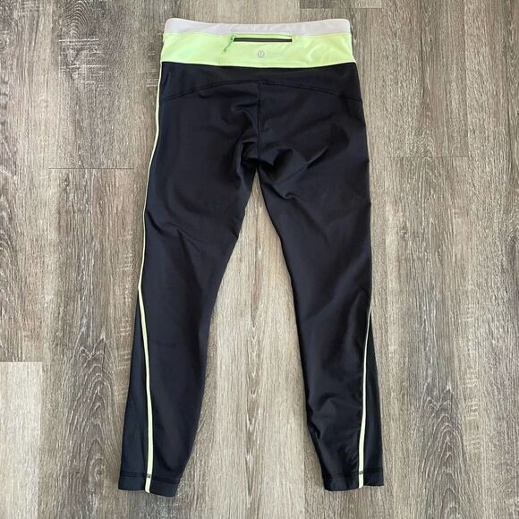 Lululemon Mid Rise Black Crop Leggings - Size: 6 - Picture 8 of 9